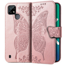 Etui z klapką do Realme C21Y / C25Y, Butterfly, różowe