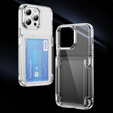 Etui do iPhone 16 Pro, Card Holder Kickstand, przezroczyste