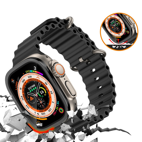 Szkło Hartowane z Ramką do Apple Watch Ultra 1/2/3 49mm, czarne