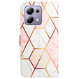 Etui z klapką do Xiaomi Redmi Note 13 Pro 4G / Xiaomi Redmi Note 14S / Xiaomi Poco M6 Pro 4G, Wallet, Marble różowe