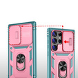 Etui pancerne do Samsung Galaxy S24 Ultra, CamShield Slide, zielone / różowe