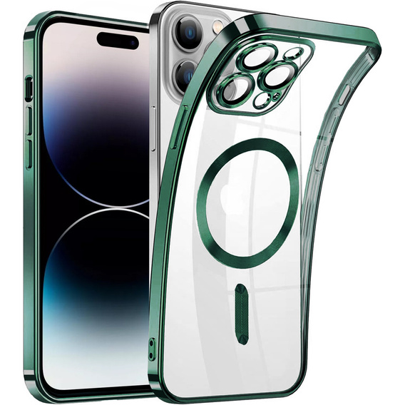 Zestaw Etui do iPhone 14 Pro Max, MagSafe Hybrid, zielone + Szkło