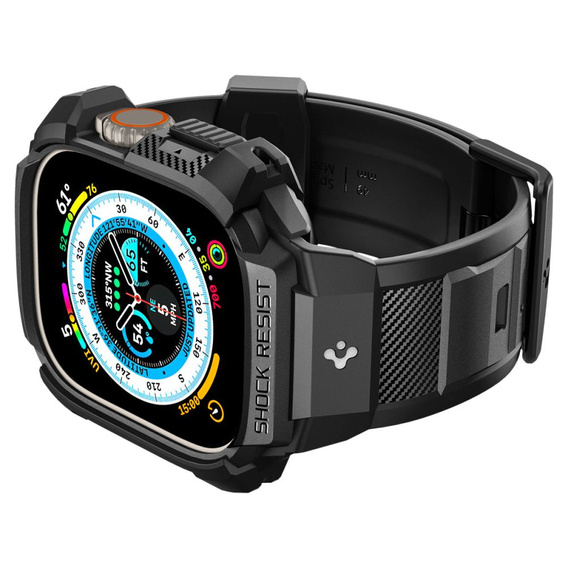 Pasek z etui Spigen do Apple Watch Ultra 1/2/3 49mm, Rugged Armor Pro, Czarny
