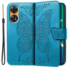 Etui z klapką do Oppo Reno8 T, Butterfly, niebieskie