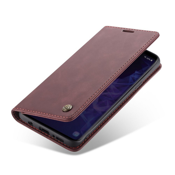 Etui CASEME do Samsung Galaxy S9 Plus, Leather Wallet Case, bordowe