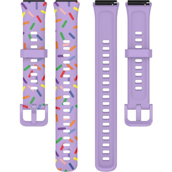 Pasek Silikonowy do Huawei Band 7, Fioletowy / Wielokolorowy