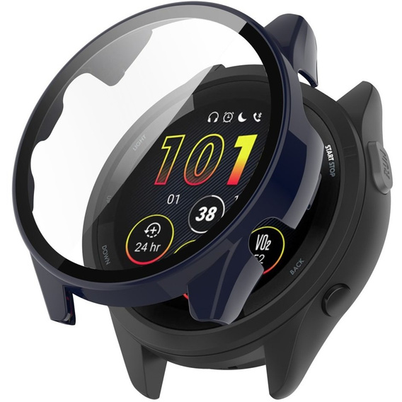 2w1 Etui + Szkło Hartowane do Garmin Forerunner 265, Granatowe