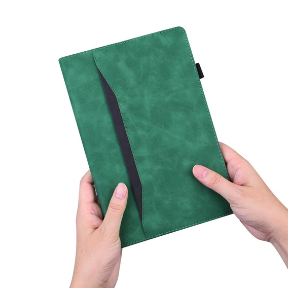 Etui biznesowe z eko-skóry do Samsung Galaxy Tab S10 Lite / S10 FE / S9 FE / S9 / S8 / S7 – zielone