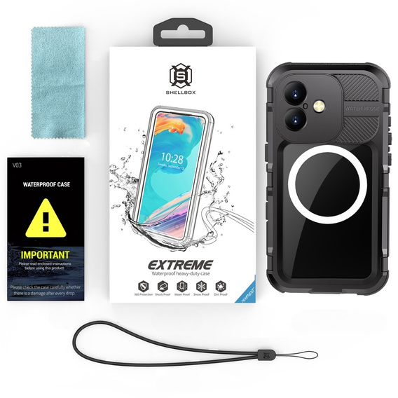 Etui Wodoszczelne do iPhone 16, SHELLBOX IP68 MagSafe, czarne
