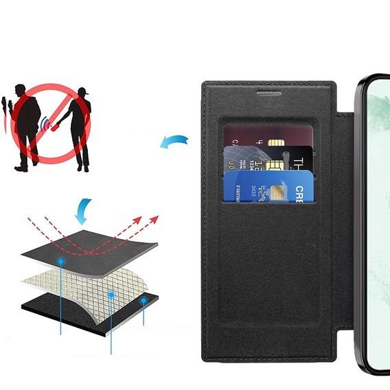 Etui z klapką do Samsung Galaxy S22 Ultra 5G, RFID Wallet MagSafe z ochroną aparatu, czarne