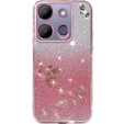 Etui do Infinix Smart 7 4G, Glitter Flower, różowe rose gold