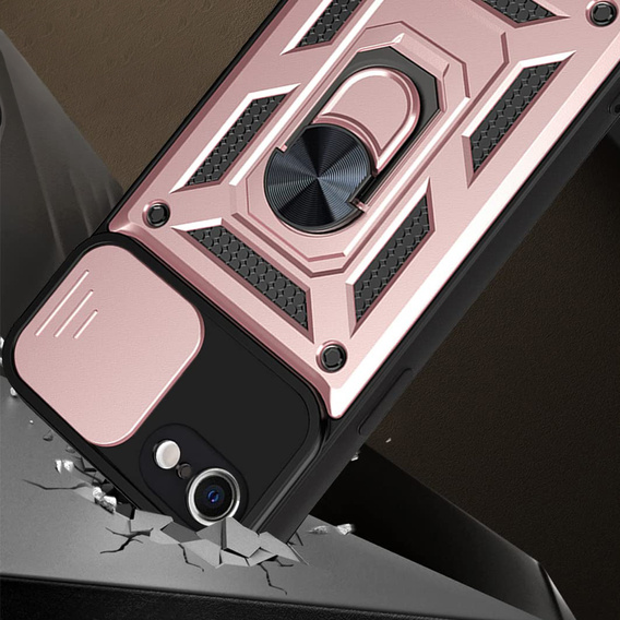 Etui pancerne do iPhone 16E, CamShield Slide, różowe + Szkło Hartowane 9H