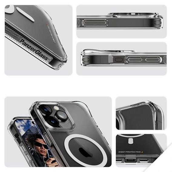 Etui PanzerGlass do iPhone 15 Pro Max, HardCase MagSafe, przezroczyste