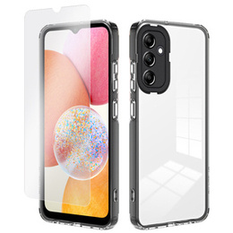 Zestaw Etui do Samsung Galaxy A14 5G, AntiDrop Hybrid Case, Przezroczyste z czarną ramką + szkło