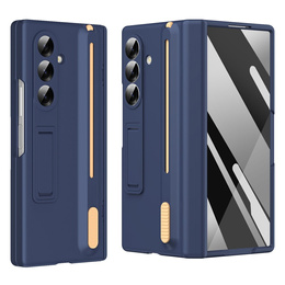 Etui do Samsung Galaxy Z Fold7 5G, z podstawką, szkłem i rysikiem - granatowe