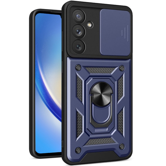 Etui pancerne do Samsung Galaxy M34, CamShield Slide, niebieskie