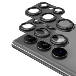 2x Osłona ze szkłem na obiektyw aluminium do Samsung Galaxy S24 Ultra, ERBORD, czarna