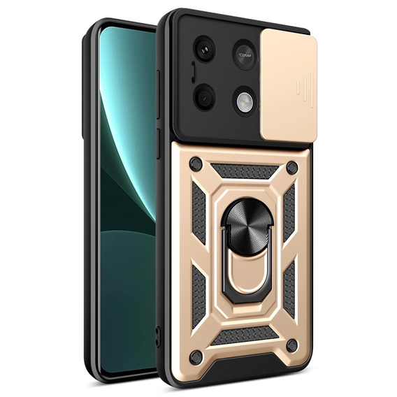 Etui pancerne do Xiaomi Redmi Note 13 5G, CamShield Slide, złote