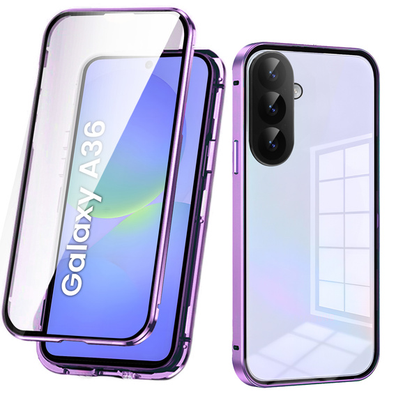 Etui do Samsung Galaxy A36 5G, Magnetic Dual Glass, fioletowe