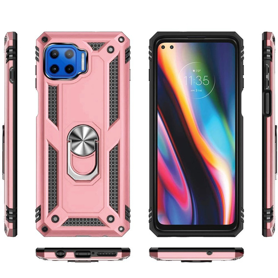 Etui pancerne do Motorola Moto G 5G Plus, Nox Case Ring, różowe rose gold