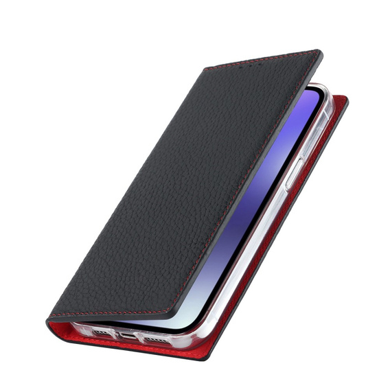 Etui z klapką do iPhone 14 Plus, Litchi Skin Grain, czarne