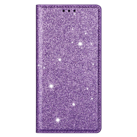 Etui z klapką do iPhone 16E, Card Slot Glittery, fioletowe
