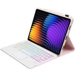 Etui z podświetlaną klawiaturą bluetooth touchpad do Xiaomi Pad 7 / 7 Pro, Różowe