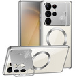 Etui Magnetyczne do Samsung Galaxy S23 Ultra 5G, Aroma Hybrid, srebrne