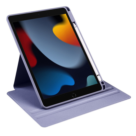 Etui do iPad 10.2" 2021/2020/2019 (9/8/7 gen.), z miejscem na rysik, Obrotowe 360°, Fioletowe