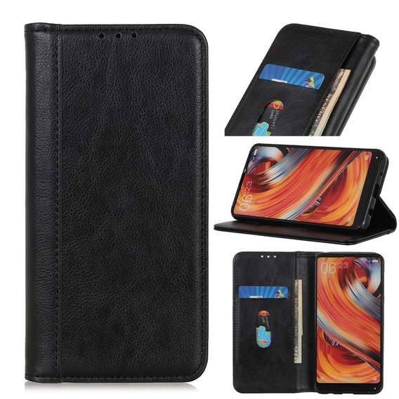 Etui z klapką do Xiaomi Redmi Note 15 Pro 5G, Split Leather, czarne