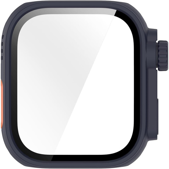2w1 Etui + Szkło Hartowane do Huawei Watch Fit 4 Pro, Granatowe/Pomarańczowe