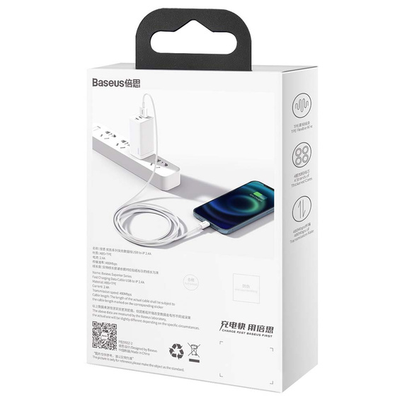 Baseus Superior – kabel USB-Lightning 1,5 m 2,4 A - biały