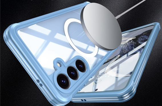 Etui do Samsung Galaxy S25 FE, Shockproof, ze szkłem, do MagSafe, niebieskie