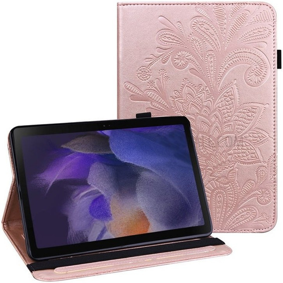 Etui do Samsung Galaxy Tab A8 10.5 SM-X200 SM-X205, Flowers, różowe rose gold