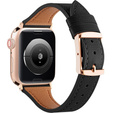 Pasek Skórzany do Apple Watch 1/2/3/4/5/6/7/8/9/10/11/SE Ultra 1/2/3 42/44/45/46/49mm, Czarny