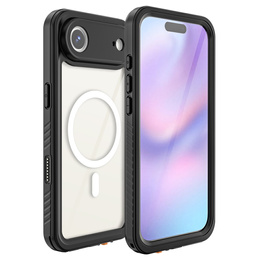 Etui Wodoodporne IP68 do iPhone Air, Redpepper, do MagSafe, przezroczyste z czarną ramką