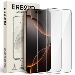 2x Szkło Hartowane do iPhone 16 Pro Max, ERBORD 9H Hard Glass, szybka