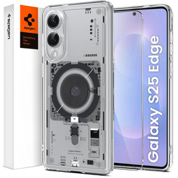 Etui z MagSafe Spigen do Samsung Galaxy S25 Edge, Ultra Hybrid, Neo One, przezroczyste + Szkło Hartowane 9H