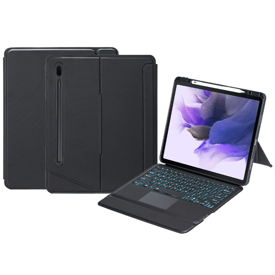 Etui z podświetlaną klawiaturą bluetooth do Samsung Galaxy S9+ / S9 FE+ / S10+ Plus, czarne