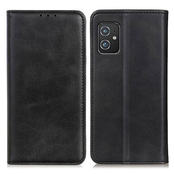 Etui z klapką do Asus Zenfone 8, Split Leather, czarne