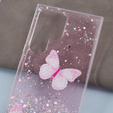 Etui do Samsung Galaxy S24 Ultra, Glitter Butterfly, różowe