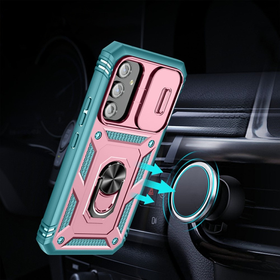 Etui do Samsung Galaxy A54 5G, Slide Lens Lid, Różowe / zielone