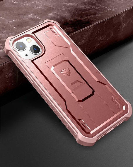 Etui pancerne do iPhone 13 / 14, Dexnor Full Body, różowe rose gold