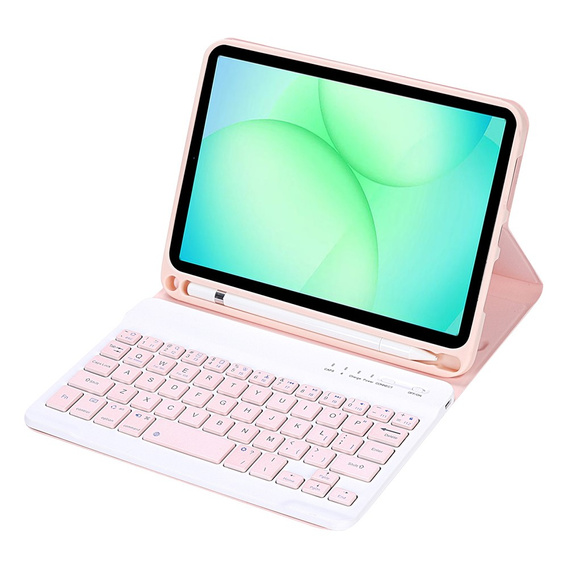 Etui z klawiaturą do Samsung Galaxy Tab A11, Leather Pen Slot, różowe