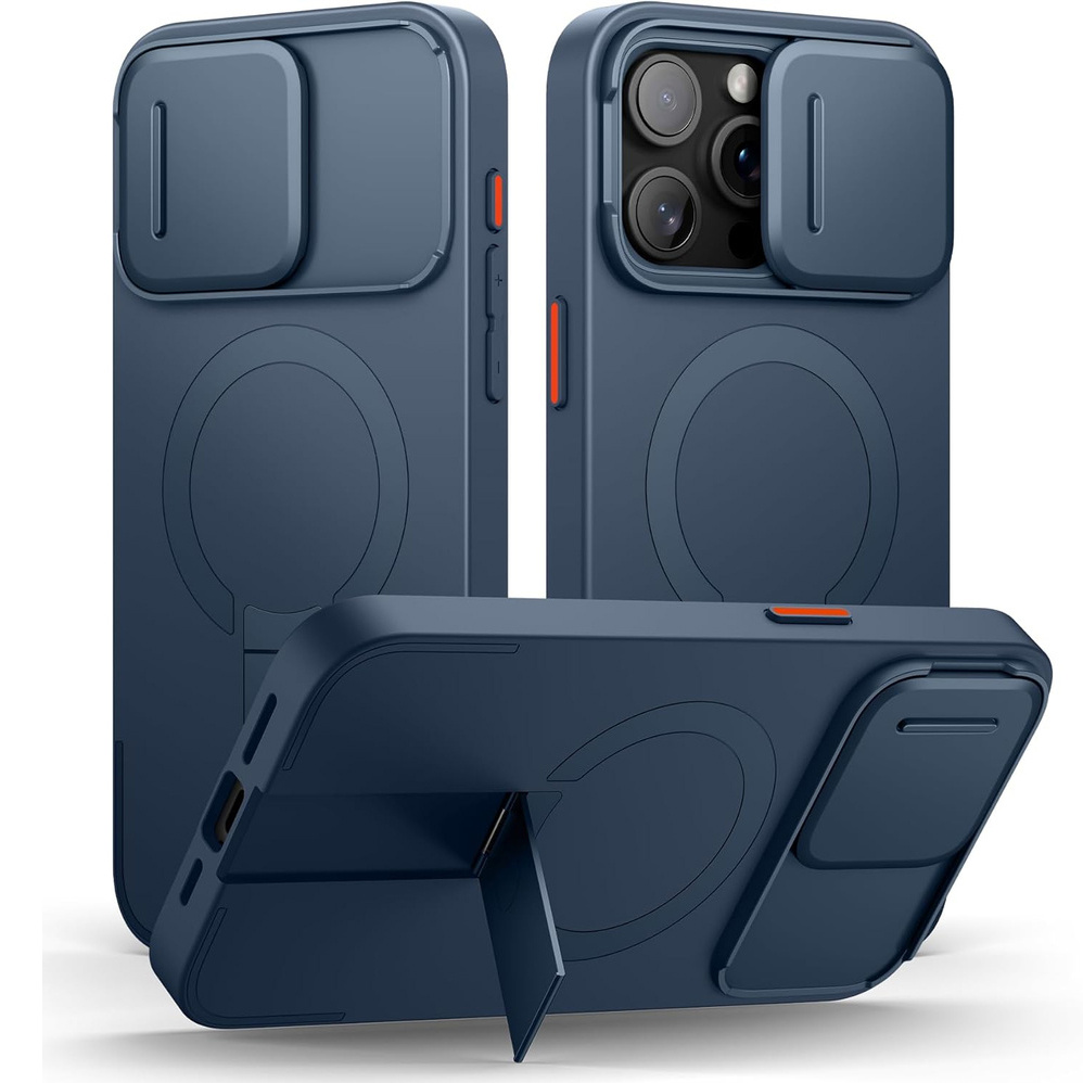 Etui Suritch Shockproof niebieskie do iPhone 15 Pro Max z ochroną aparatu i akcesoria do MagSafe