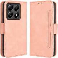 Etui z klapką do Xiaomi 14T, Card Slot, różowe