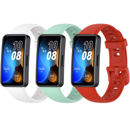 Pasek Silikonowy do Huawei Band 8 / Huawei Band 9 / Huawei Band 10, Biały, Jasnozielony, Czerwony