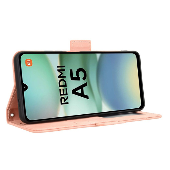 Etui z klapką do Xiaomi Redmi A5, Card Slot, różowe