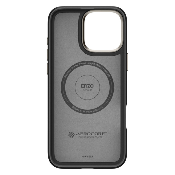 Etui Spigen do iPhone 16 Pro Max, Enzo Aramid MagSafe, carbon czarne + Szkło Hartowane 9H