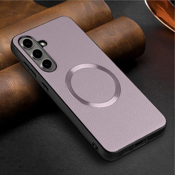 Etui do Samsung Galaxy S24 FE, Leather Hybrid MagSafe, fioletowe